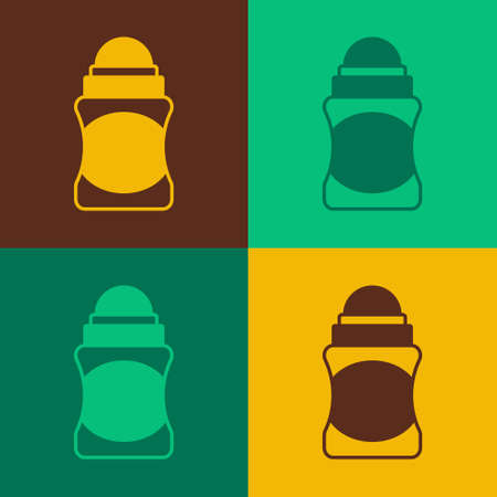Pop art Antiperspirant deodorant roll icon isolated on color background. Cosmetic for body hygiene. Vectorのイラスト素材