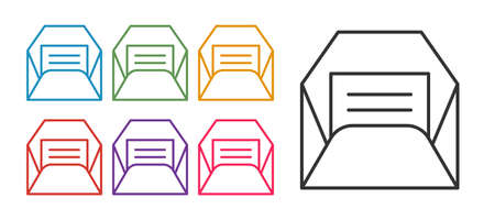 Set line Envelope icon isolated on white background. Received message concept. New, email incoming message, sms. Mail delivery service. Set icons colorful. Vectorのイラスト素材