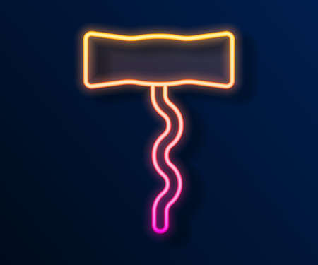 Glowing neon line Wine corkscrew icon isolated on black background. Vectorのイラスト素材