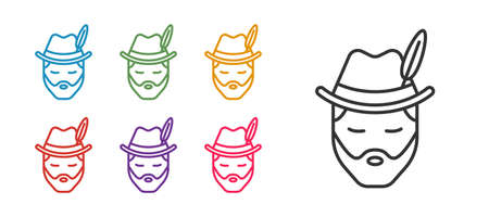 Set line Man dressed for German Oktoberfest icon isolated on white background. Set icons colorful. Vectorのイラスト素材