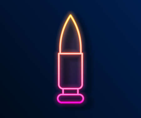 Glowing neon line Bullet icon isolated on black background. Vectorのイラスト素材
