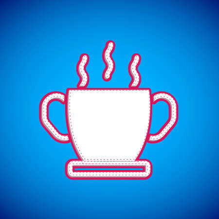 White Bowl of hot soup icon isolated on blue background. Vectorのイラスト素材