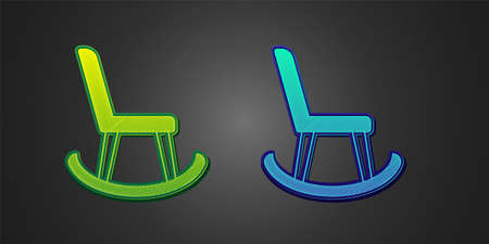 Green and blue Armchair icon isolated on black background. Vectorのイラスト素材