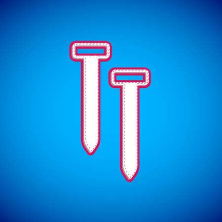 White Metallic nails icon isolated on blue background. Vectorのイラスト素材