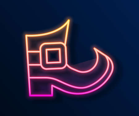 Glowing neon line Leprechaun boot icon isolated on black background. Happy Saint Patricks day. National Irish holiday. Vectorのイラスト素材