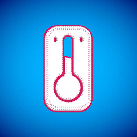 White Coffee thermometer icon isolated on blue background. Vector