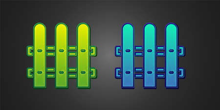Green and blue Garden fence wooden icon isolated on black background. Vectorのイラスト素材