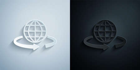 Paper cut 3d modeling icon isolated on grey and black background. Augmented reality or virtual reality. Paper art style. Vectorのイラスト素材