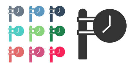 Black Train station clock icon isolated on white background. Set icons colorful. Vectorのイラスト素材