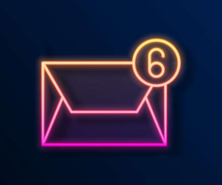 Glowing neon line Mail and e-mail icon isolated on black background. Envelope symbol e-mail. Email message sign. Vectorのイラスト素材