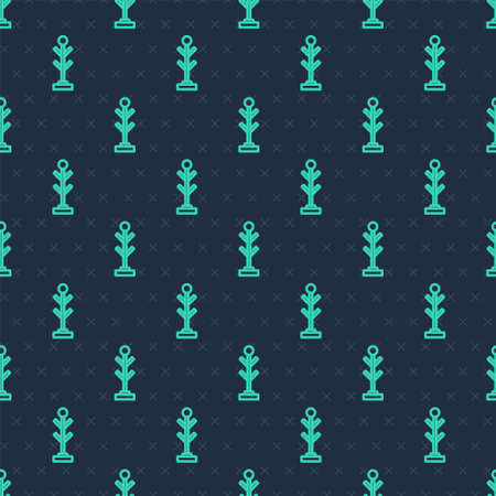 Green line Coat stand icon isolated seamless pattern on blue background. Vectorのイラスト素材
