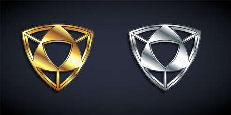 Gold and silver Diamond icon isolated on black background. Jewelry symbol. Gem stone. Long shadow style. Vectorのイラスト素材