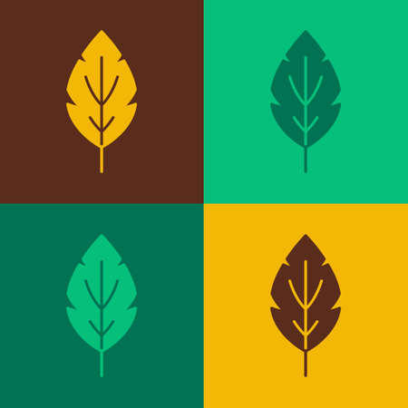 Pop art Leaf icon isolated on color background. Leaves sign. Fresh natural product symbol. Vectorのイラスト素材