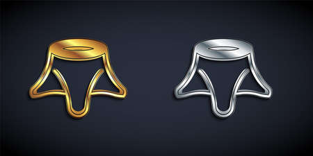 Gold and silver Tree stump icon isolated on black background. Long shadow style. Vectorのイラスト素材