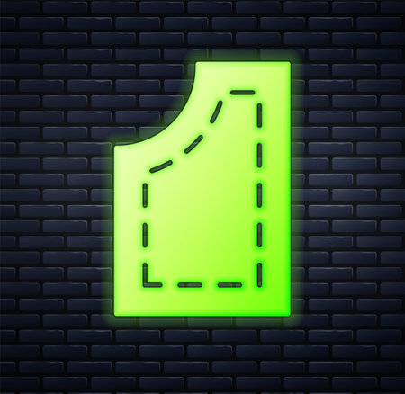Glowing neon Sewing pattern icon isolated on brick wall background. Markings for sewing. Vectorのイラスト素材
