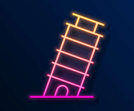 Glowing neon line Leaning tower in Pisa icon isolated on black background. Italy symbol. Vectorのイラスト素材