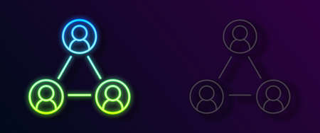 Glowing neon line Meeting icon isolated on black background. Business team meeting, discussion...