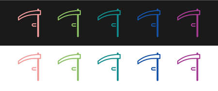 Set Scythe icon isolated on black and white background. Happy Halloween party. Vectorのイラスト素材