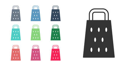 Black Grater icon isolated on white background. Kitchen symbol. Cooking utensil. Cutlery sign. Set icons colorful. Vectorのイラスト素材