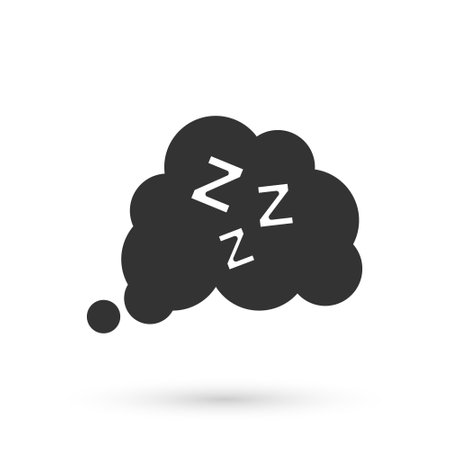 Grey Sleepy icon isolated on white background. Sleepy zzz talk bubble. Vectorのイラスト素材