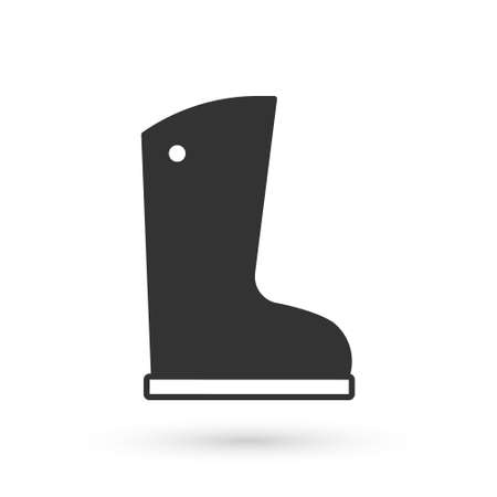 Grey Waterproof rubber boot icon isolated on white background. Gumboots for rainy weather, fishing, gardening. Vectorのイラスト素材