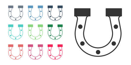 Black Horseshoe icon isolated on white background. Set icons colorful. Vectorのイラスト素材