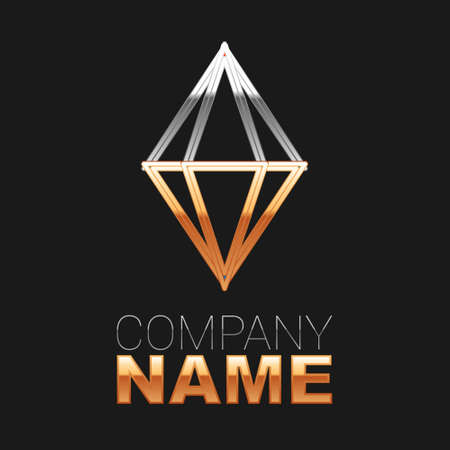 Line Gem stone icon isolated on black background. Jewelry symbol. Diamond. Colorful outline concept. Vectorのイラスト素材