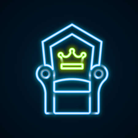 Glowing neon line Medieval throne icon isolated on black background. Colorful outline concept. Vectorのイラスト素材
