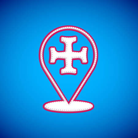 White Crusade icon isolated on blue background. Vectorのイラスト素材