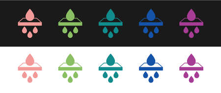 Set Water filter cartridge icon isolated on black and white background. Vectorのイラスト素材