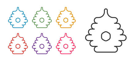 Set line Hive for bees icon isolated on white background. Beehive symbol. Apiary and beekeeping. Sweet natural food. Set icons colorful. Vectorのイラスト素材