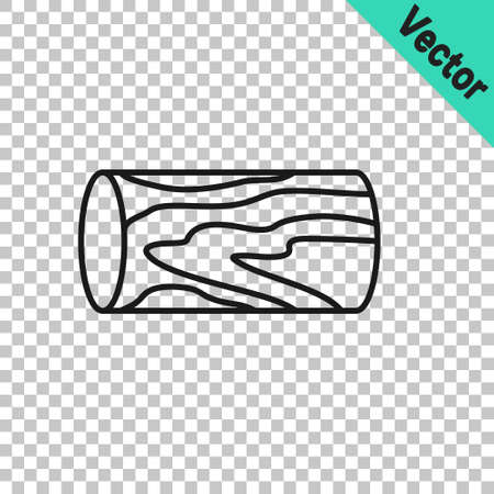 Black line Wooden log icon isolated on transparent background. Stack of firewood. Vectorのイラスト素材