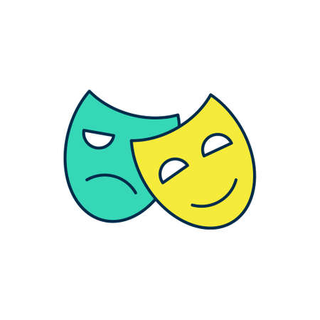 Filled outline Comedy and tragedy theatrical masks icon isolated on white background. Vectorのイラスト素材