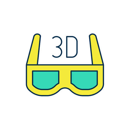 Filled outline 3D cinema glasses icon isolated on white background. Vectorのイラスト素材