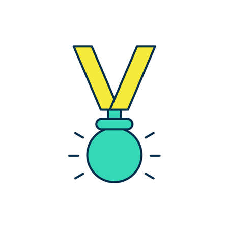 Filled outline Medal icon isolated on white background. Winner symbol. Vectorのイラスト素材