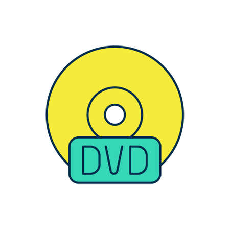 Filled outline CD or DVD disk icon isolated on white background. Compact disc sign. Vectorのイラスト素材