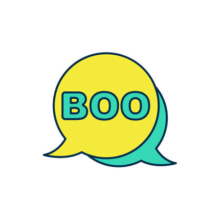 Filled outline Boo speech bubble icon isolated on white background. Happy Halloween party. Vectorのイラスト素材