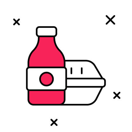 Filled outline Online ordering and fast food delivery icon isolated on white background. Vectorのイラスト素材