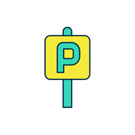 Filled outline Parking icon isolated on white background. Street road sign. Vectorのイラスト素材