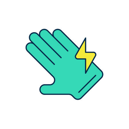 Filled outline Electric glove icon isolated on white background. Safety gloves, hand protection. Vectorのイラスト素材