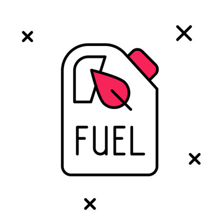 Filled outline Bio fuel canister icon isolated on white background. Eco bio and barrel. Green environment and recycle. Vectorのイラスト素材
