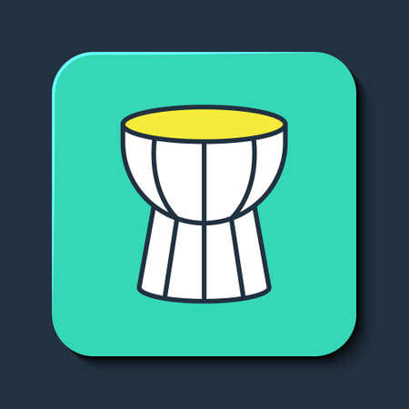 Filled outline African darbuka drum icon isolated on blue background. Musical instrument. Turquoise square button. Vectorのイラスト素材