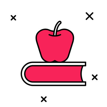 Filled outline Book with apple icon isolated on white background. Vectorのイラスト素材