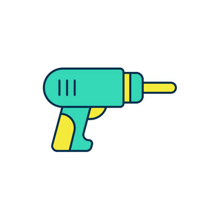 Filled outline Electric drill machine icon isolated on white background. Repair tool. Vectorのイラスト素材