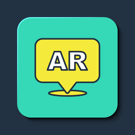 Filled outline Augmented reality AR icon isolated on blue background. Virtual futuristic wearable devices. Turquoise square button. Vectorのイラスト素材