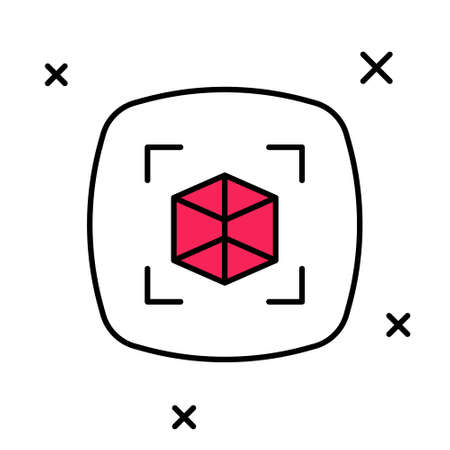 Filled outline 3d modeling icon isolated on white background. Augmented reality or virtual reality. Vectorのイラスト素材