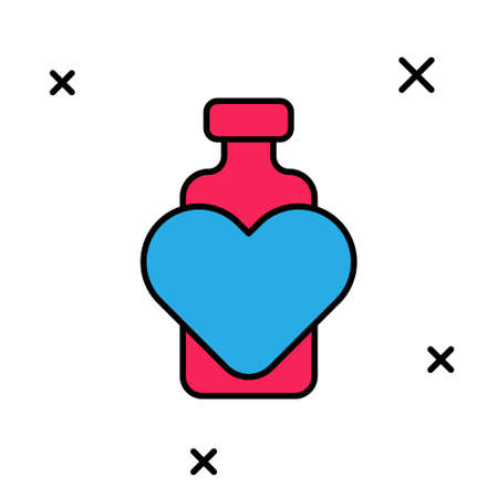 Filled outline Bottle with love potion icon isolated on white background. Valentines day symbol. Vectorのイラスト素材