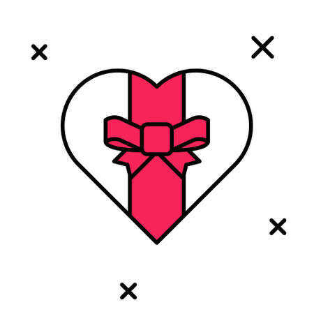 Filled outline Gift box icon isolated on white background. Merry Christmas and Happy New Year. Vectorのイラスト素材