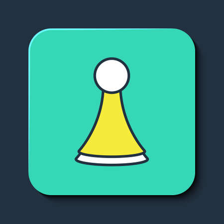 Filled outline Chip for board game icon isolated on blue background. Turquoise square button. Vectorのイラスト素材