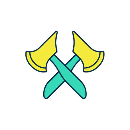 Filled outline Wooden axe icon isolated on white background. Lumberjack axe. Vectorのイラスト素材